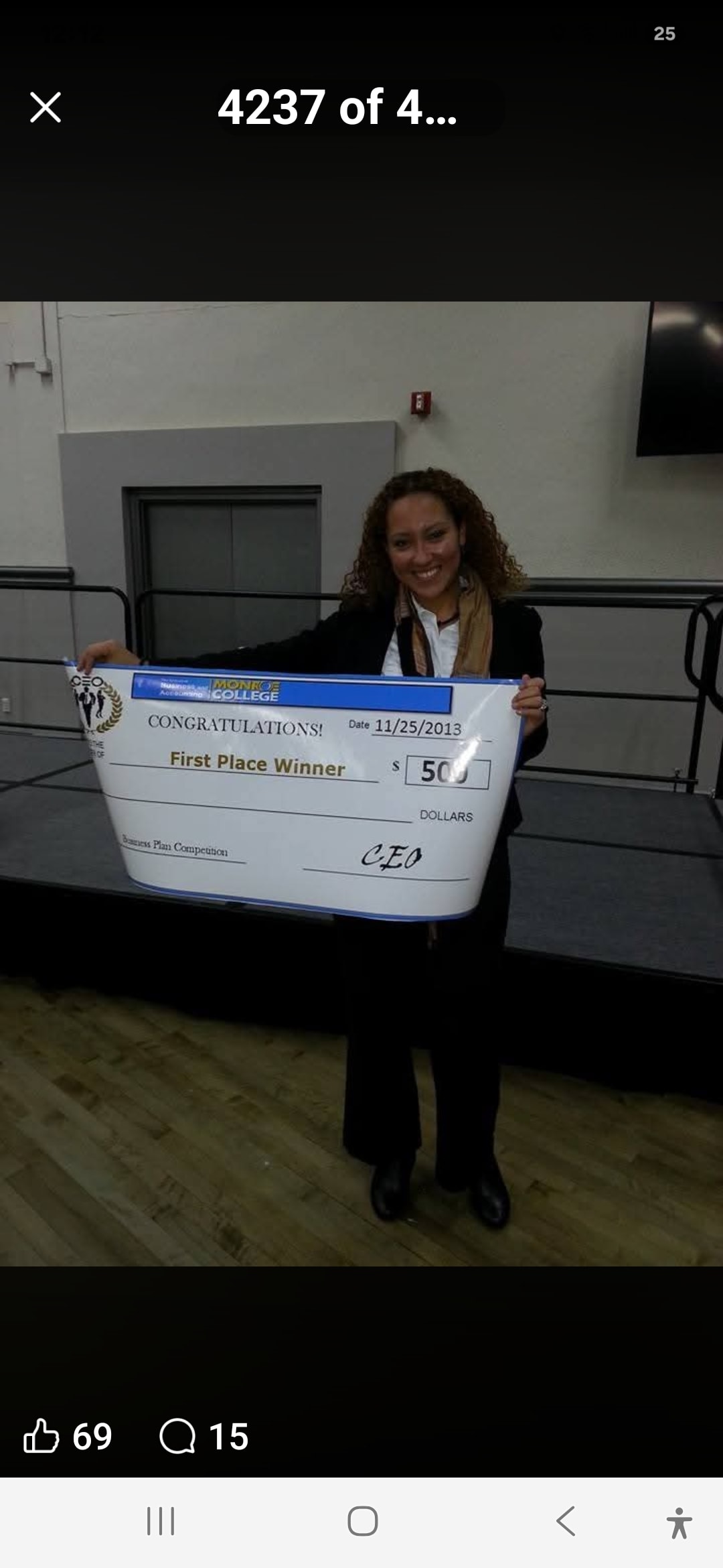 Barbara Alvarez wins first place at Monroe College CEO Club business plan competition, 2013
